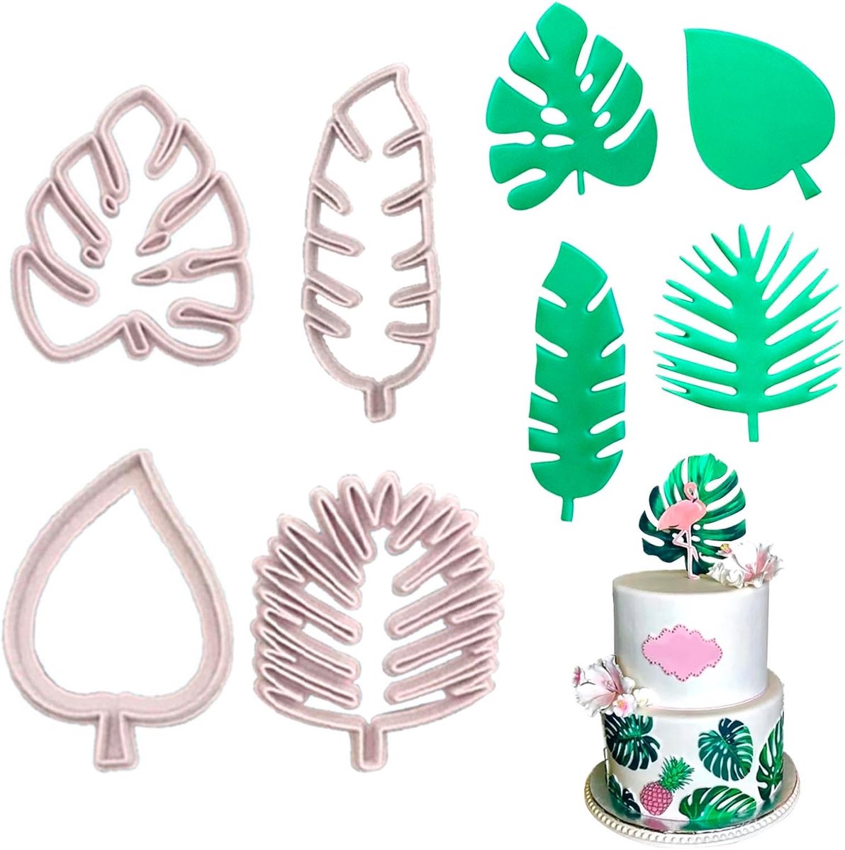 Blad Cookie Cutters Set, Cake Decorating Tool, Plastic Mold voor DIY Biscuit Cake Gebak Gereedschap