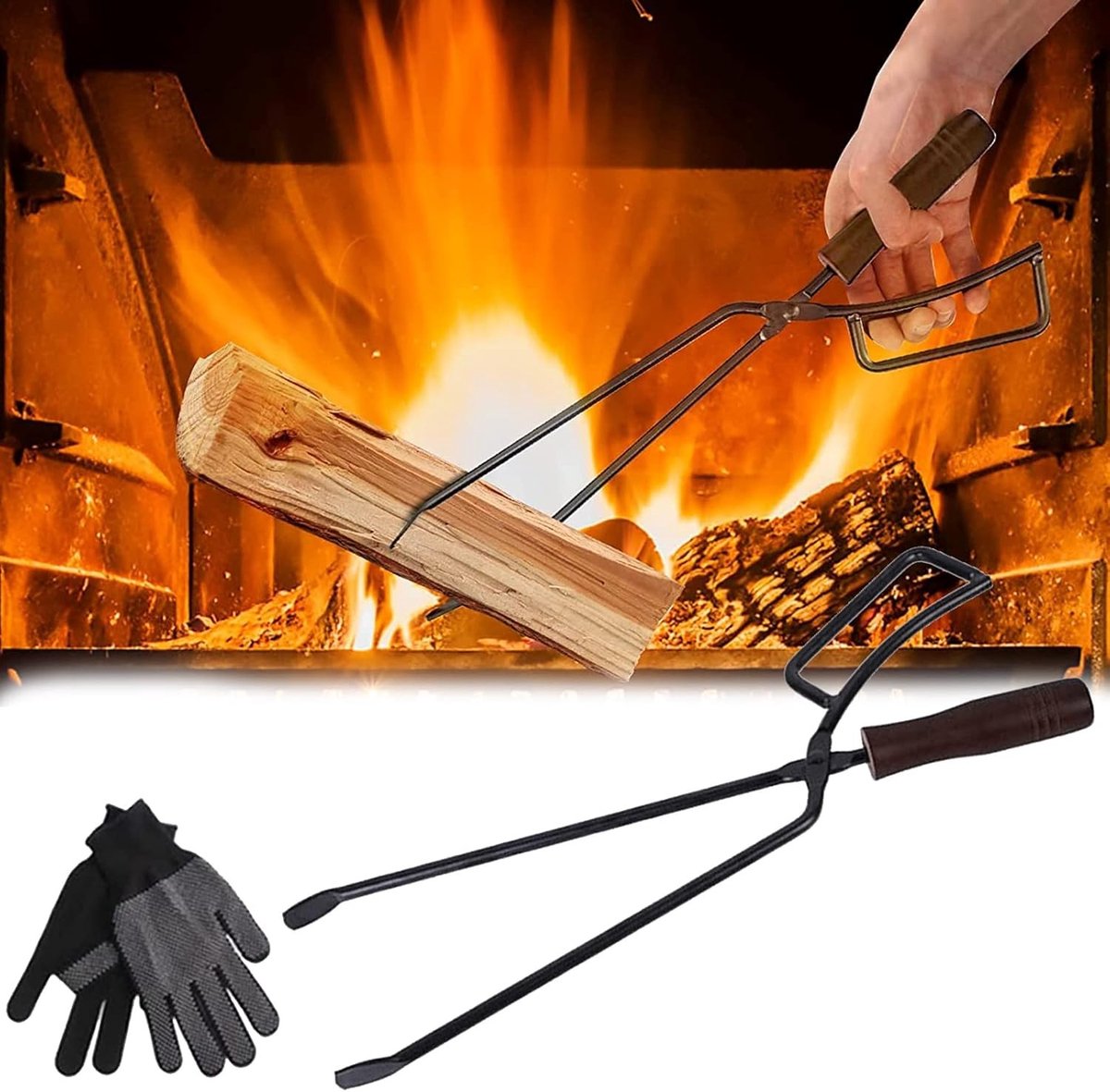 Zware vuurplaats tangen van 40 cm - Robuuste haardaccessoires voor hout en kampvuren, hittebestendig en veilig in gebruik