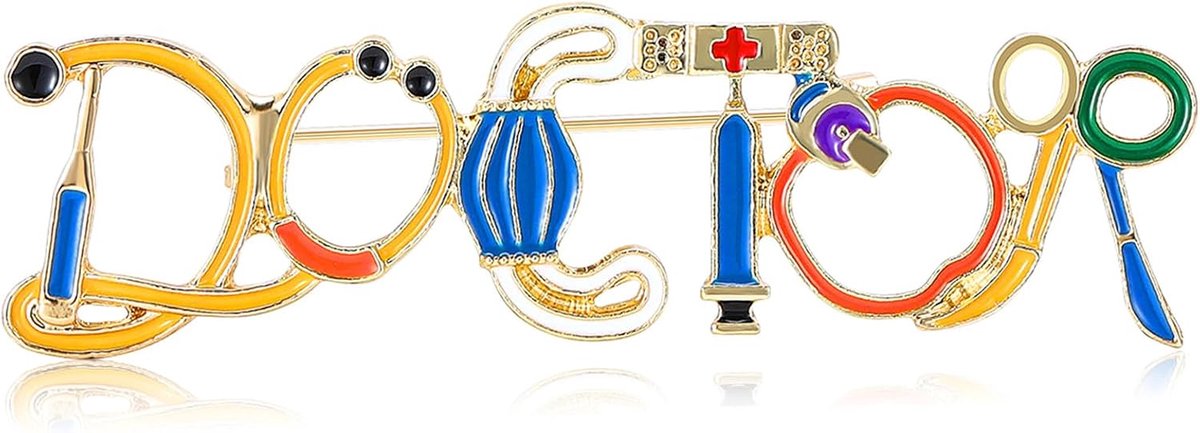 stethoscoop injectiespuit arts broche florale emaille medische spelden dokters verpleegkundigen leuke cadeaus