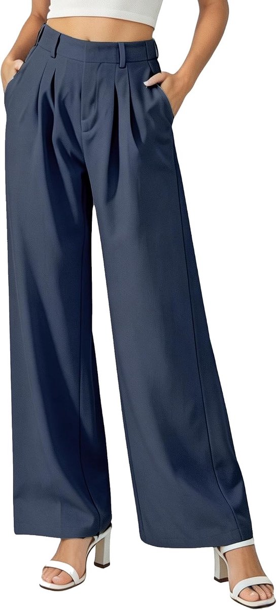 broek voor dames, zomer, elegant, wijde broek, hoge taille, zakelijke broek, wijde pijpen, palazzo-broek met zakken, casual kostuumbroek, losse werkbroek, kantoor, vrijetijdsbroek