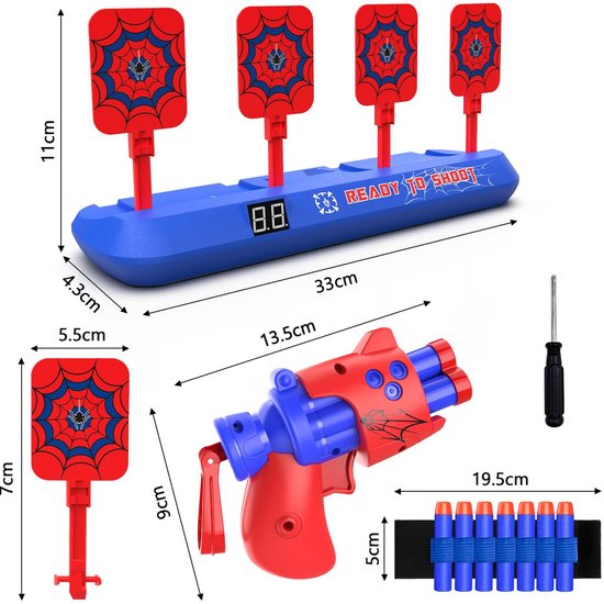 Schietdoel speelgoed met pistool automatische reset LED geluidseffecten en 20 pijltjes voor Nerf speelgoedwapens — afbeelding 5