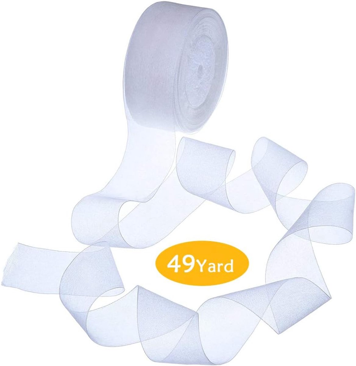 Organza-lint van 40 m, wit, doorschijnend glinsterend chiffonlint voor cadeauverpakking, 3,5 cm breed bedraad tule-lint voor bruiloftsdecoraties, ambachten, strikken, kransen, Valentijnslint voor