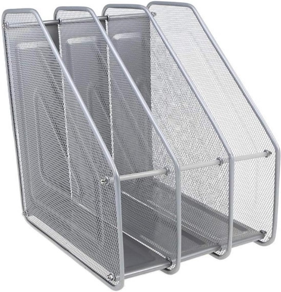 Bestandsmagazijn Maphouder - Documentenrek Organizer - Bureau Organiseren - Metalen Gaas - 3 Kolommen - Zwart