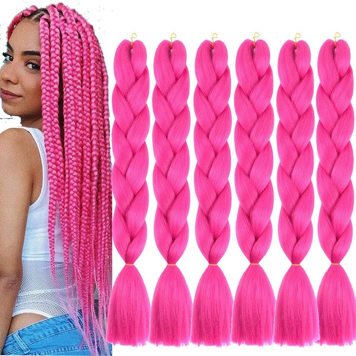 Vlechten, haken, draaien, twist vlechten (roze)