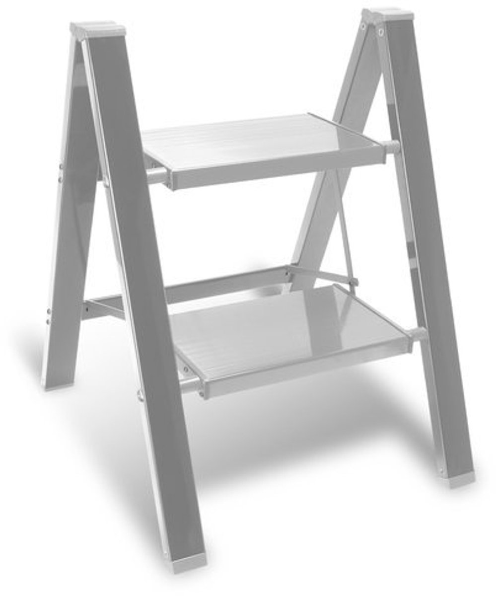 Inklapbare Vouwladder met 2 Antislip Treden - Lichtgewicht Aluminium Opstapkruk