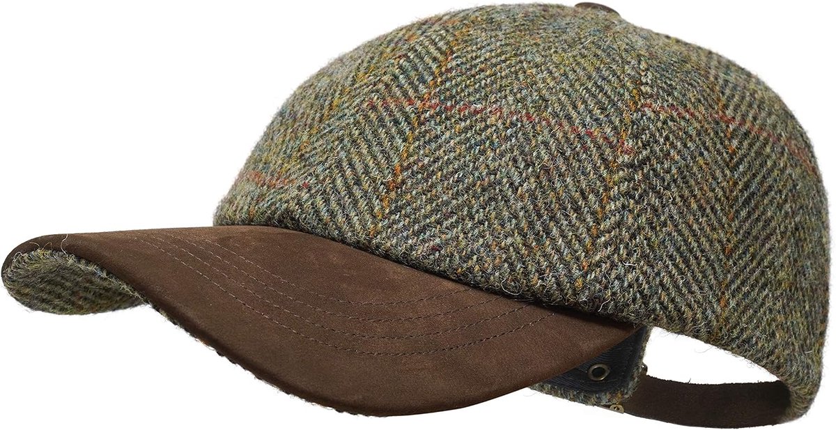 & Scott Munro - Premium Baseballpet - Harris Tweed en Nubuck Leer