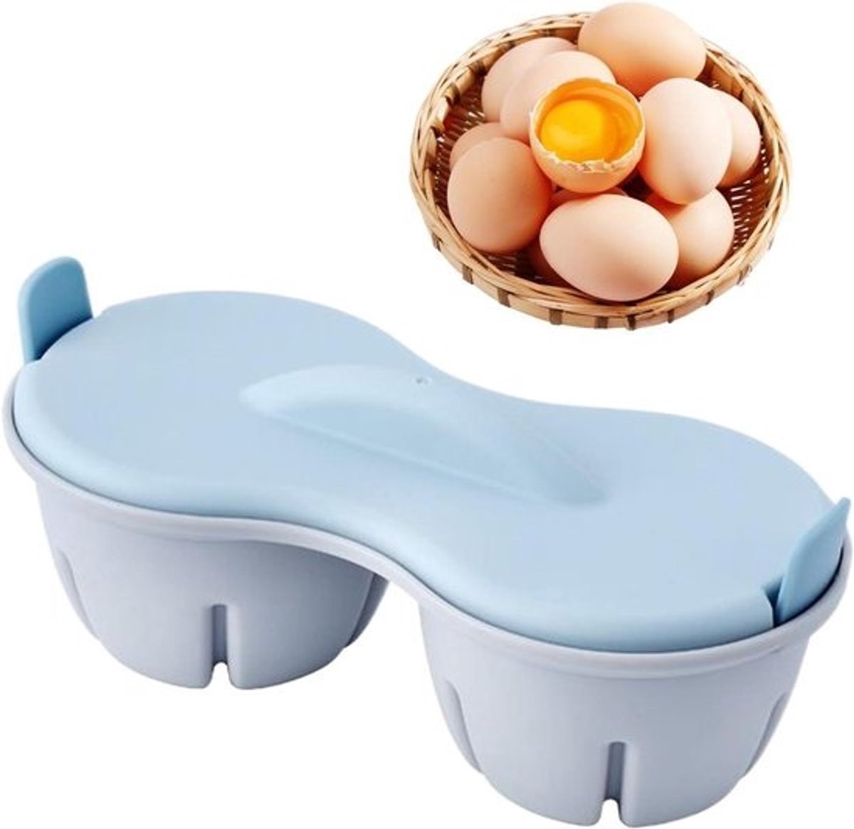 Magnetron Eierketel - Eierkoker Stomer - Snel Eieren Koken - Dubbele Caviteit - 22 cm - Blauw