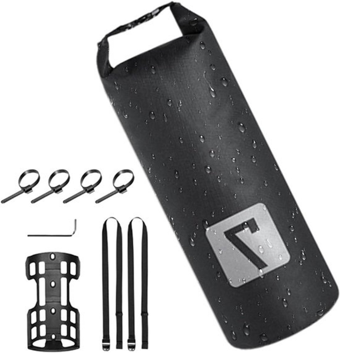 Fietsvorktas Houder - Fietstas Waterdicht - Fietsen Opslag - Robuust Nylon PVC - 7L - Zwart