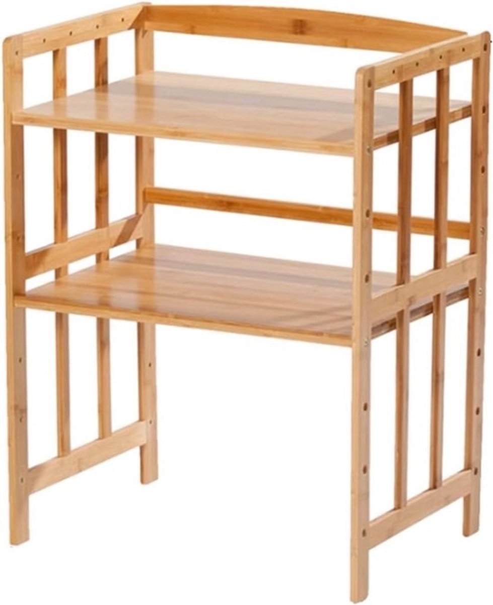 Bureaurekken - Opbergrek Printerrek - Kantoor Organiseren - Verstelbare Laaghoogte - 60x38x48cm - Natuurlijk Bamboe