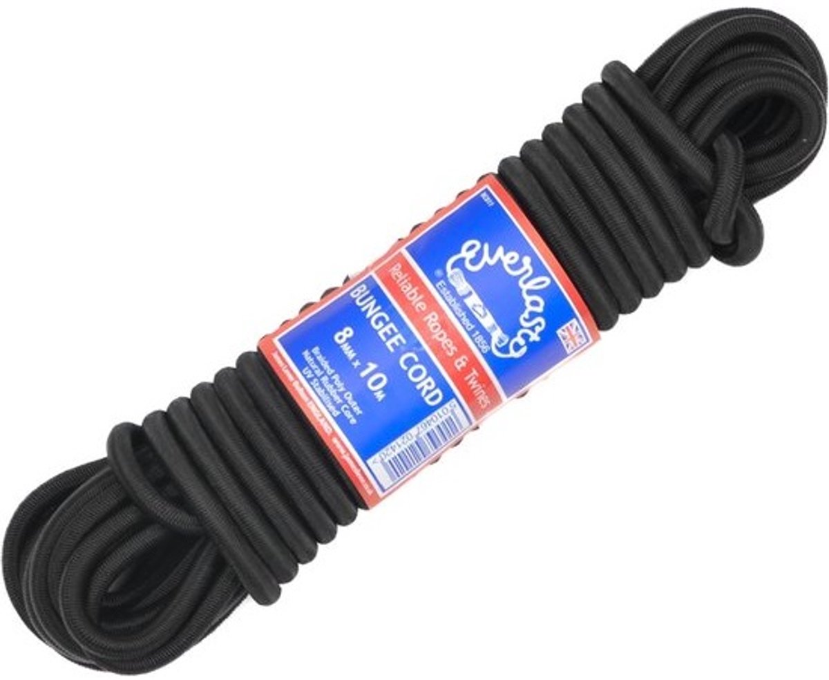 8MM Bungee Cord Zwart - Duurzaam en Sterk Koord voor Diverse Toepassingen