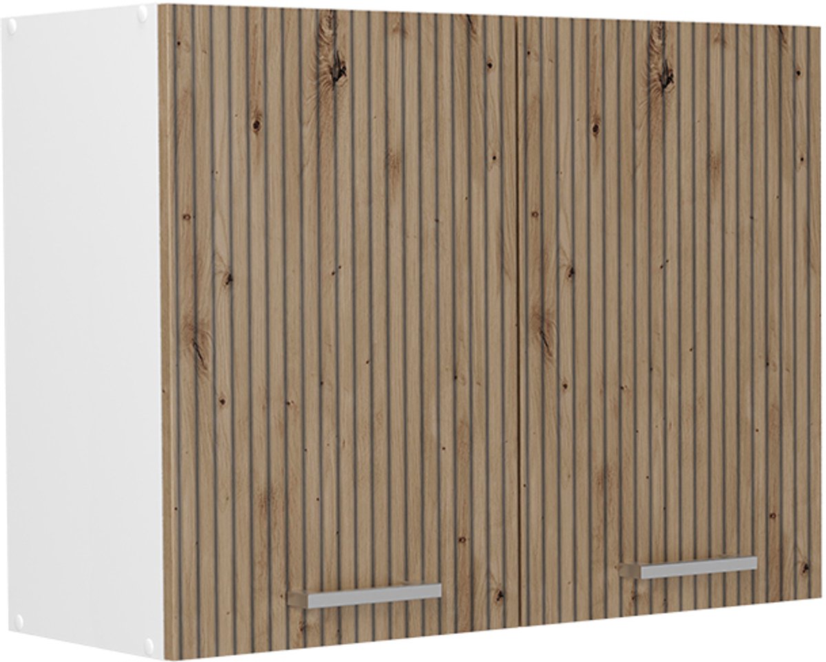 Vicco Glazen keukenkast R-Line, Artisanaal eiken/Wit, 80 cm