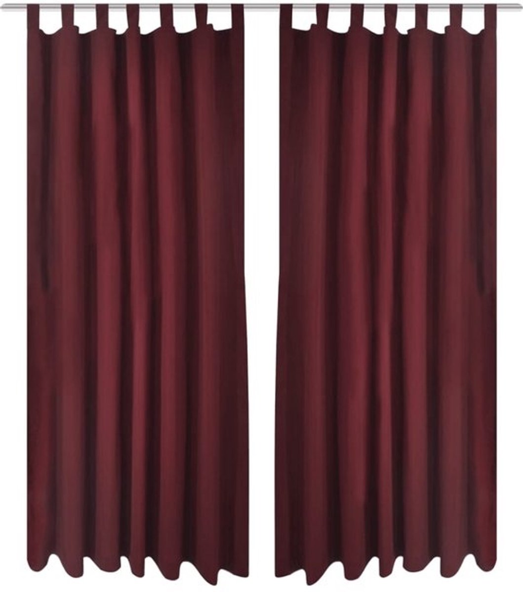 Set van 2 Verduisterende Gordijnen met Ringen 140x175 cm Stijlvol Wijnrood