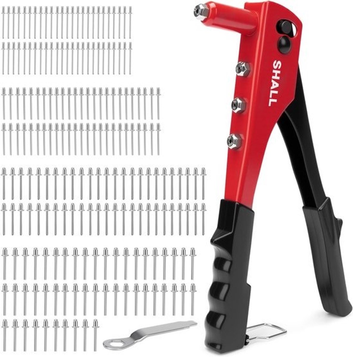 Klinknageltang Set 4-in-1 met 200 Klinknagels voor Diverse Materialen
