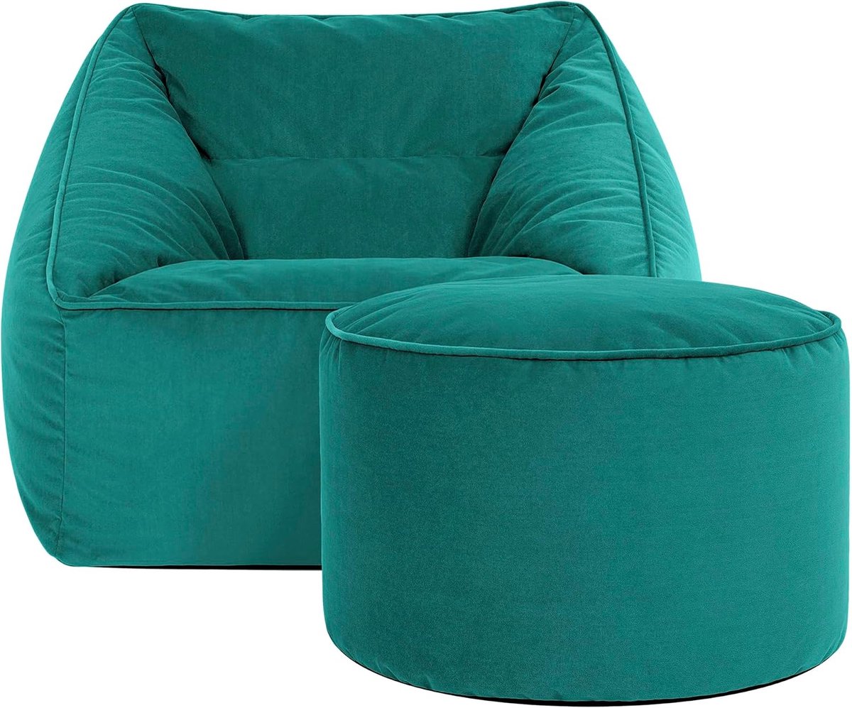 icon Natalia Zitzak Fauteuil met Hocker, Stoel Fluweel met Vulling, Teal