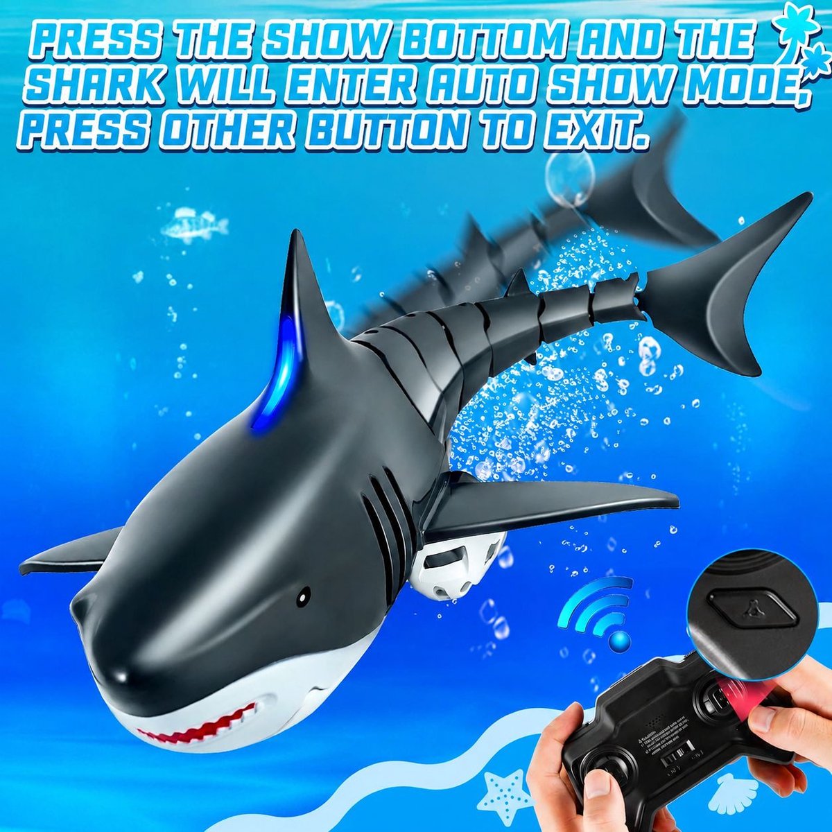 VHV - Afstandsbedienbare Haai Speelgoed - 2.4GHz RC Boot Simulatiehaai - Zwembad Water Speelgoed - Elektrische Boot met Afstandsbediening - Speelgoed Cadeau voor Jongens en Meisjes – foto 4