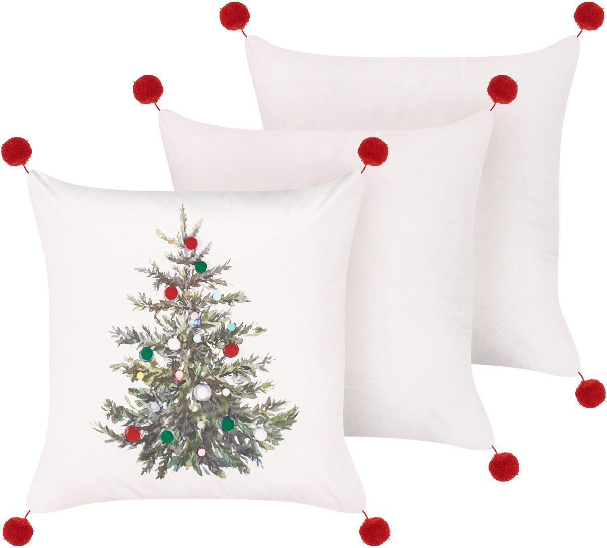 Beliani NIVALIS - Set van 3 sierkussens - Wit - 45 x 45 cm - Polyester