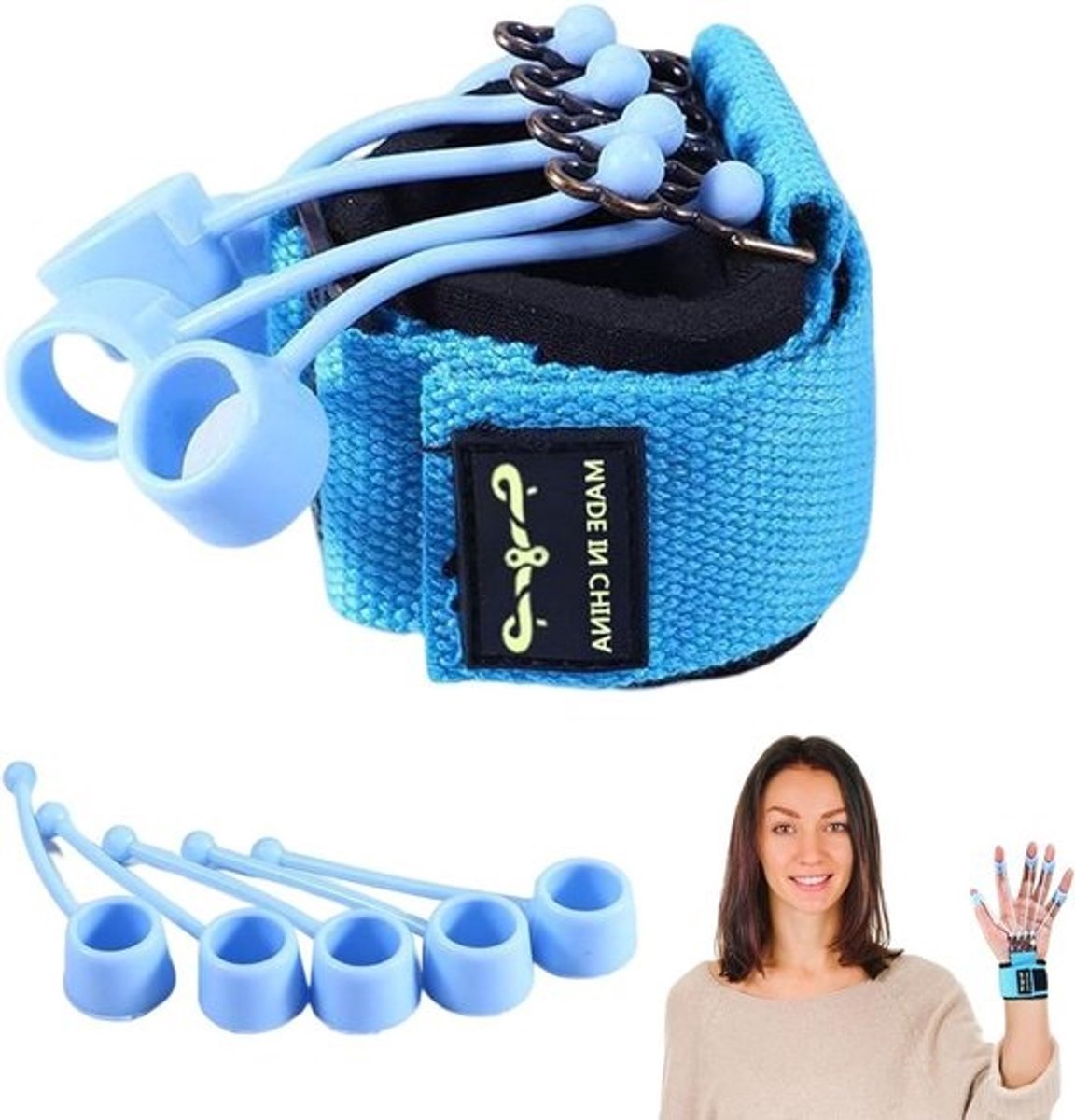 Vingertrainer Hand Brancard - Vinger Oefentrainer - Vingerkracht Vergroten - Duurzaam Siliconen Materiaal - 18x5x2 cm - Grijs