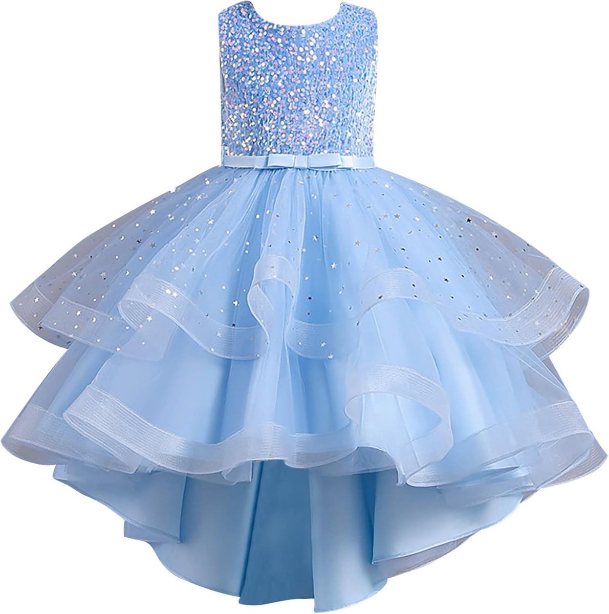 Prinsessenjurk voor meisjes, ceremonie, avond, chique, satijn, lange mouwen, doop, communie, gala, klein meisje, A54