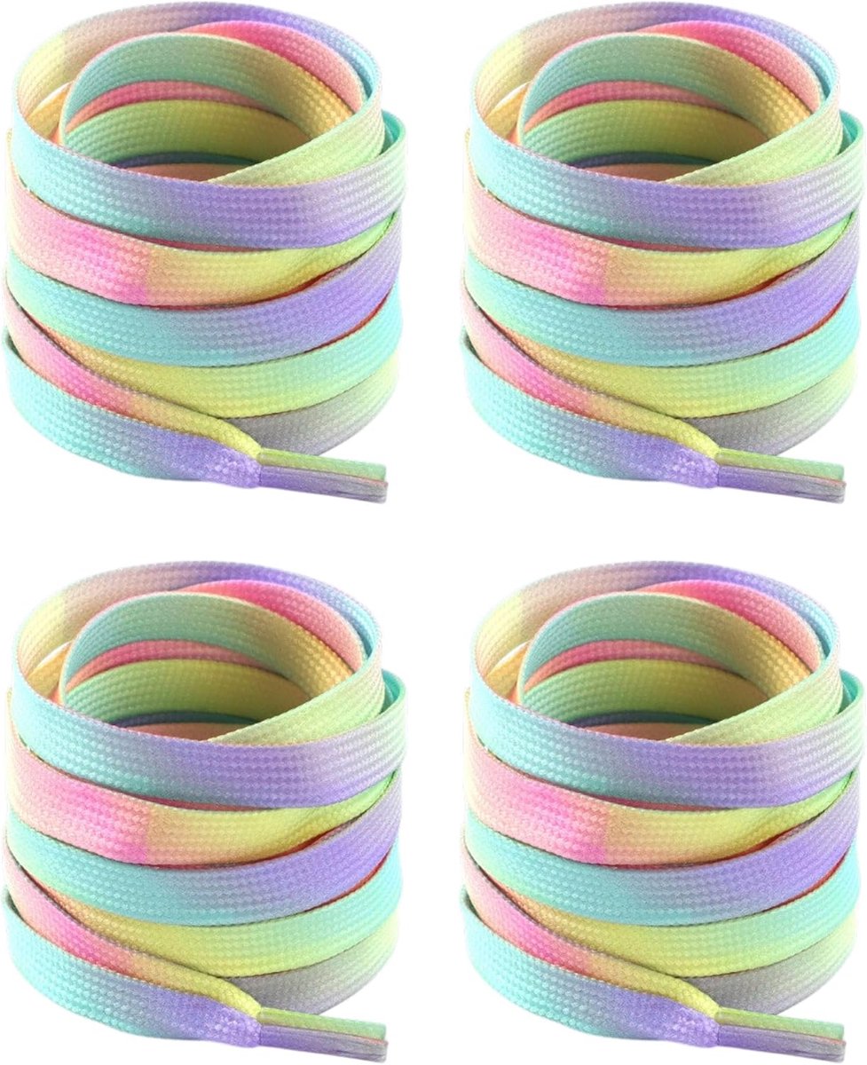 4 stuks veters, kleurrijk, platte sneakerveters, 100 cm, platte schoenveters, sneakerschoenveters, vervangende veters voor gymschoenen, loopschoenen, sportschoenen