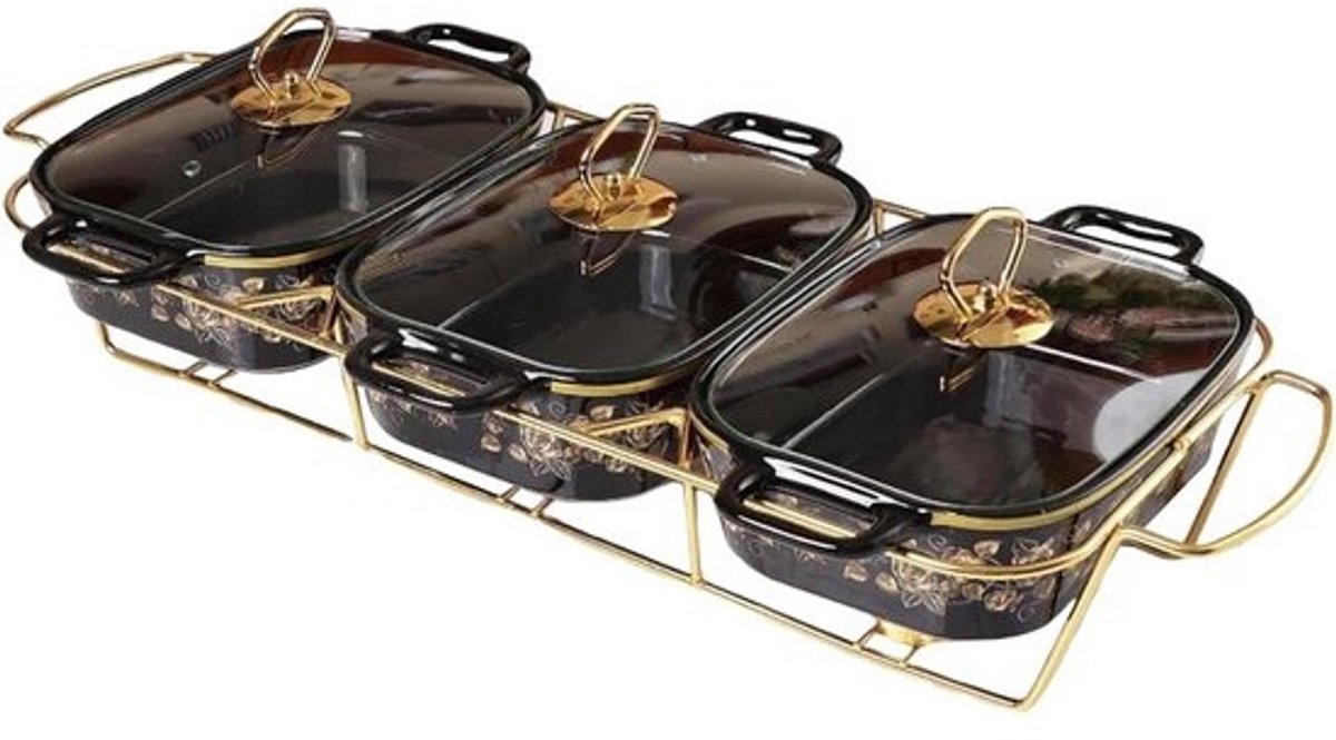 Voedselwarmer Buffet - Chafing Dish - Warme Maaltijden Serveren - Keramisch Marmerlook - 2 kg - Zwart