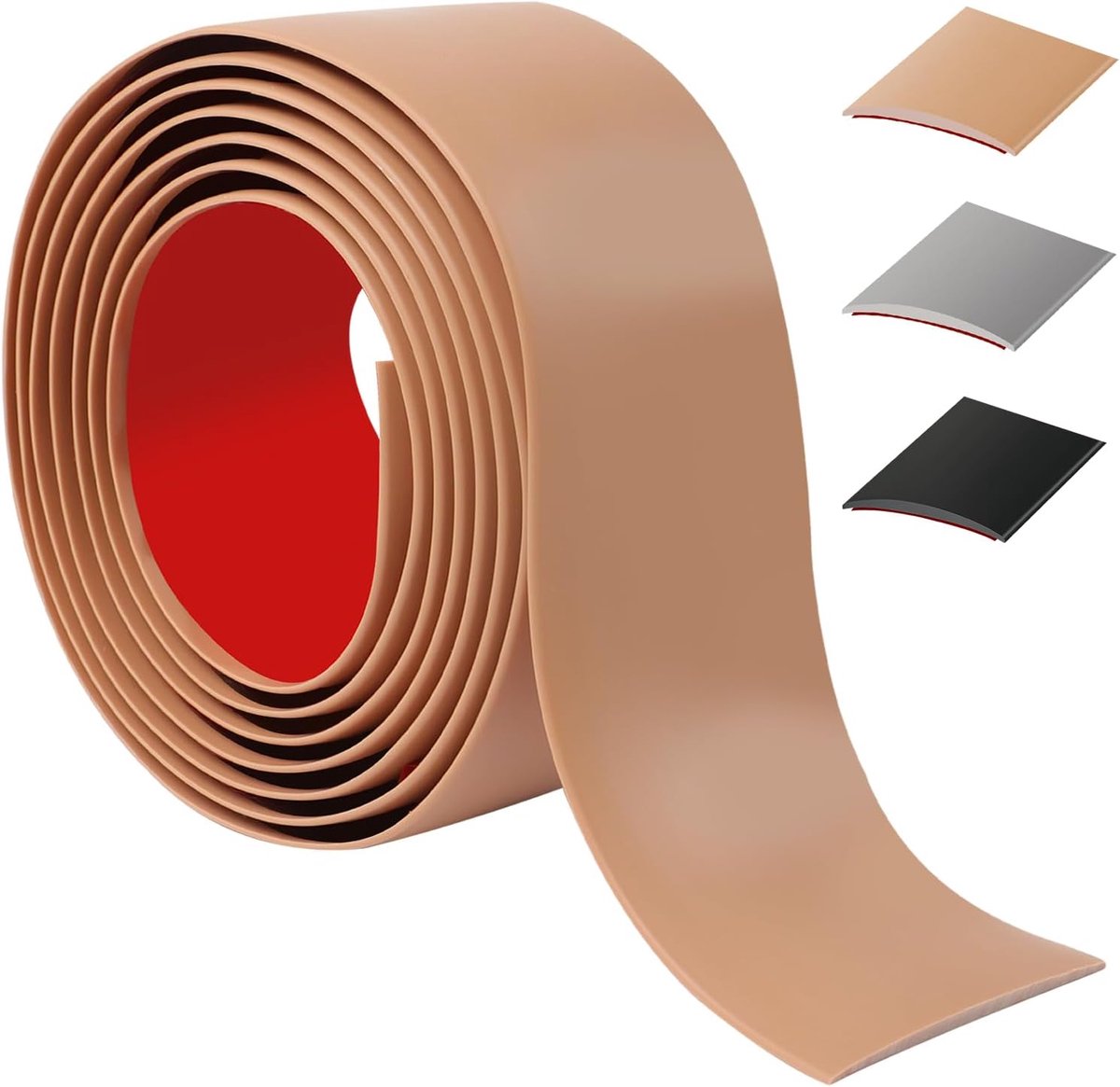 200 cm zelfklevende dorpelstang, flexibele deurdrempel, pvc, drempelovergangsstangen voor keuken/woonkamer, overgangsprofiel voor het verbinden van vloer/tegels/laminaat (5 cm, bruin)