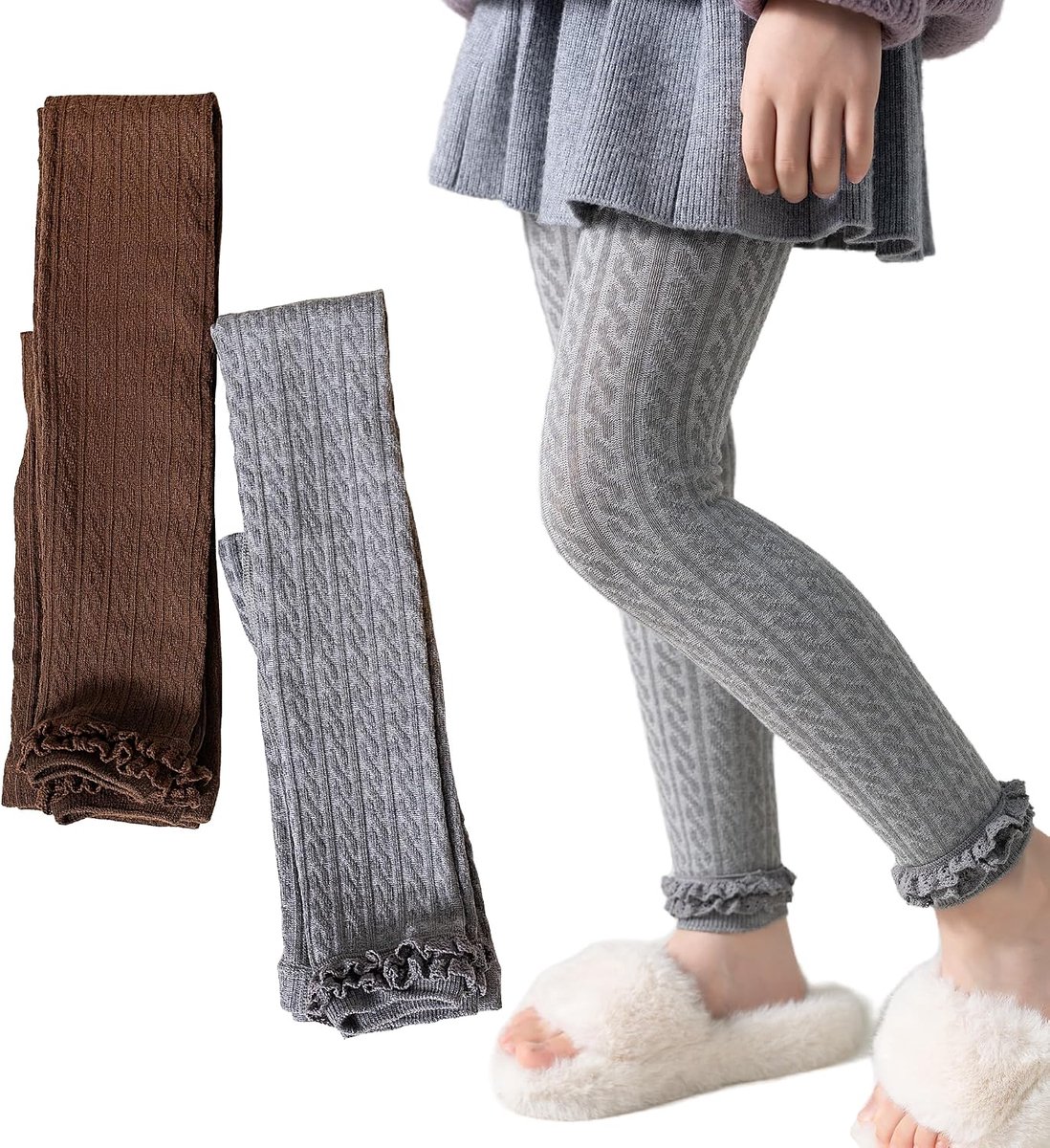 panty naadloze legging met delicate kant, rekbare en comfortabele panty voor meisjes