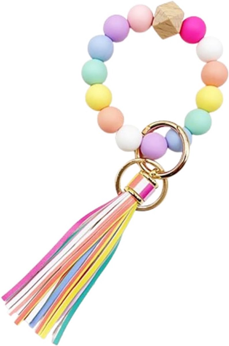 1 armband met parels, siliconen armband voor dames, schattige sleutelhanger met parels, autosleutelhanger voor dames met parels, cadeaus voor dames