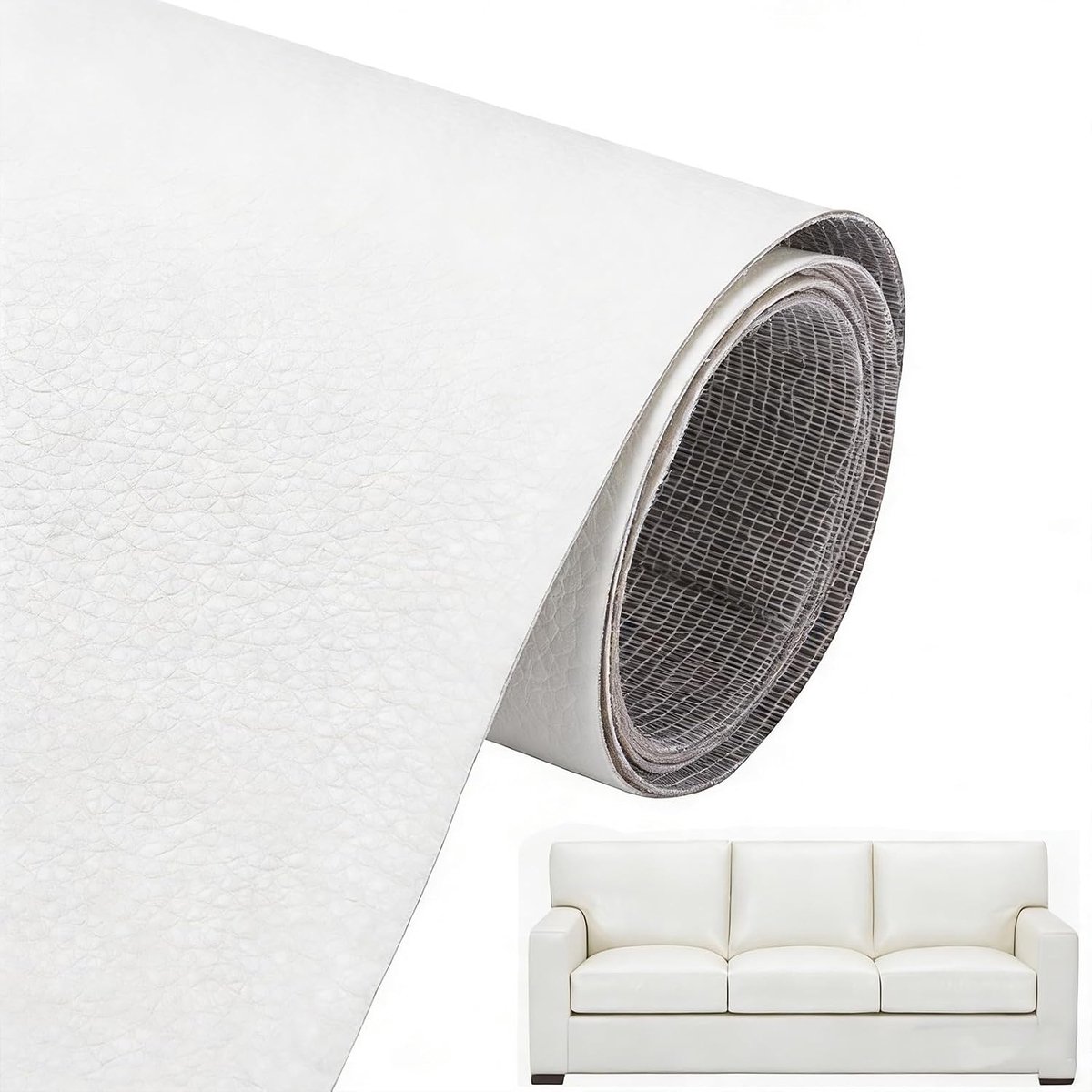 reparatieset patch kit, 60 x 137 cm zelfklevend, zelfklevende PU-folie, kunstleer op maat, kunstleer reparatieset voor bank, autostoel, bank, meubels, leder reparatie, jassen (wit)