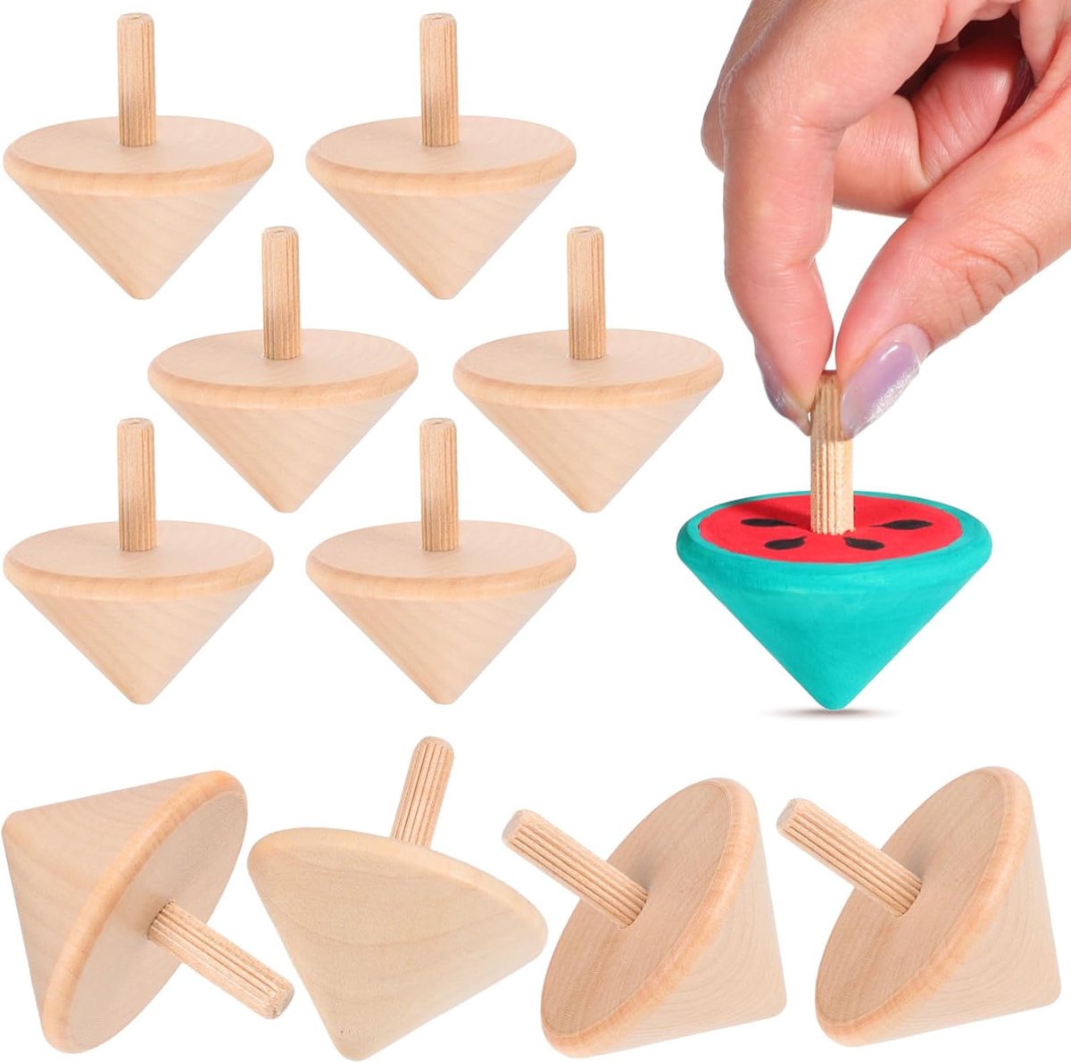 Gyroscoop 12 Stuks Houten Gyroscoop Speelgoed Voor Kinderen DIY Onafgewerkte Gyroscoop Van Hout Roterend Speelgoed Voor Feestgeschenken Games Klaslokaalbeloningen Educatief Speelgoed
