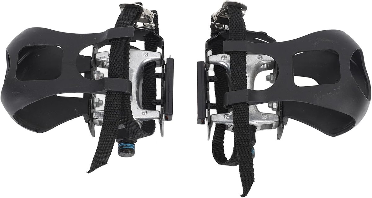 Pedalen Aluminium Legering 9/16 "indoor Fietspedalen met Verstelbare Teenclips en Riemen voor Stationaire Fietsen Mountainbikes Road Fietsen