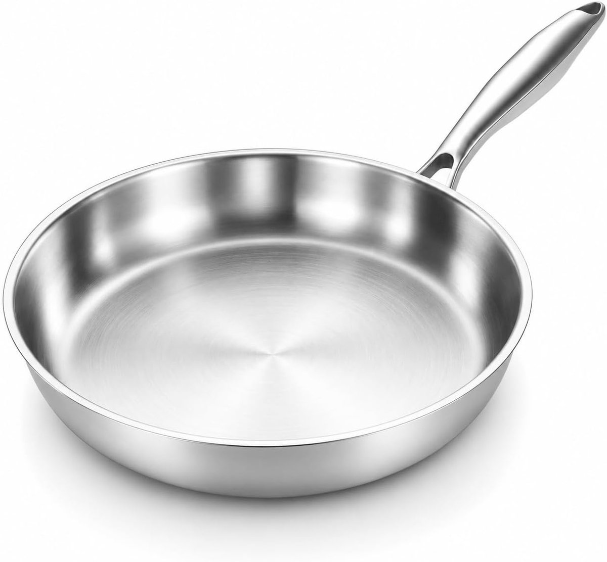 Pan 28 cm: doorlopende drielaagse 3 mm dik, ongecoat zonder PFOA, PTFE en PFAS, geschikt voor inductiekookplaten, ovenbestendig tot 400 °C