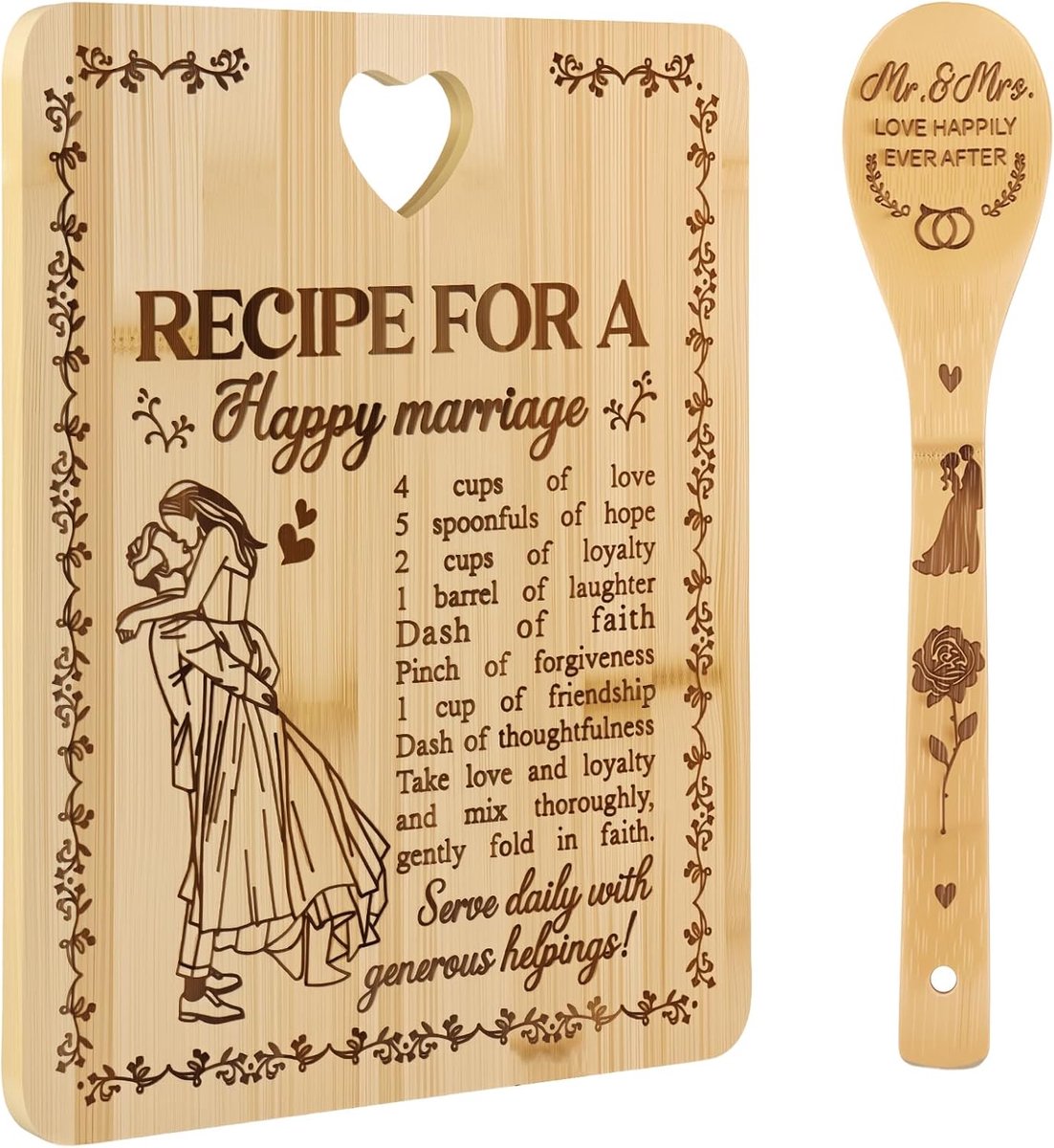 Bruiloftsgeschenken voor bruidspaar bamboe snijplank geschenk bruiloft