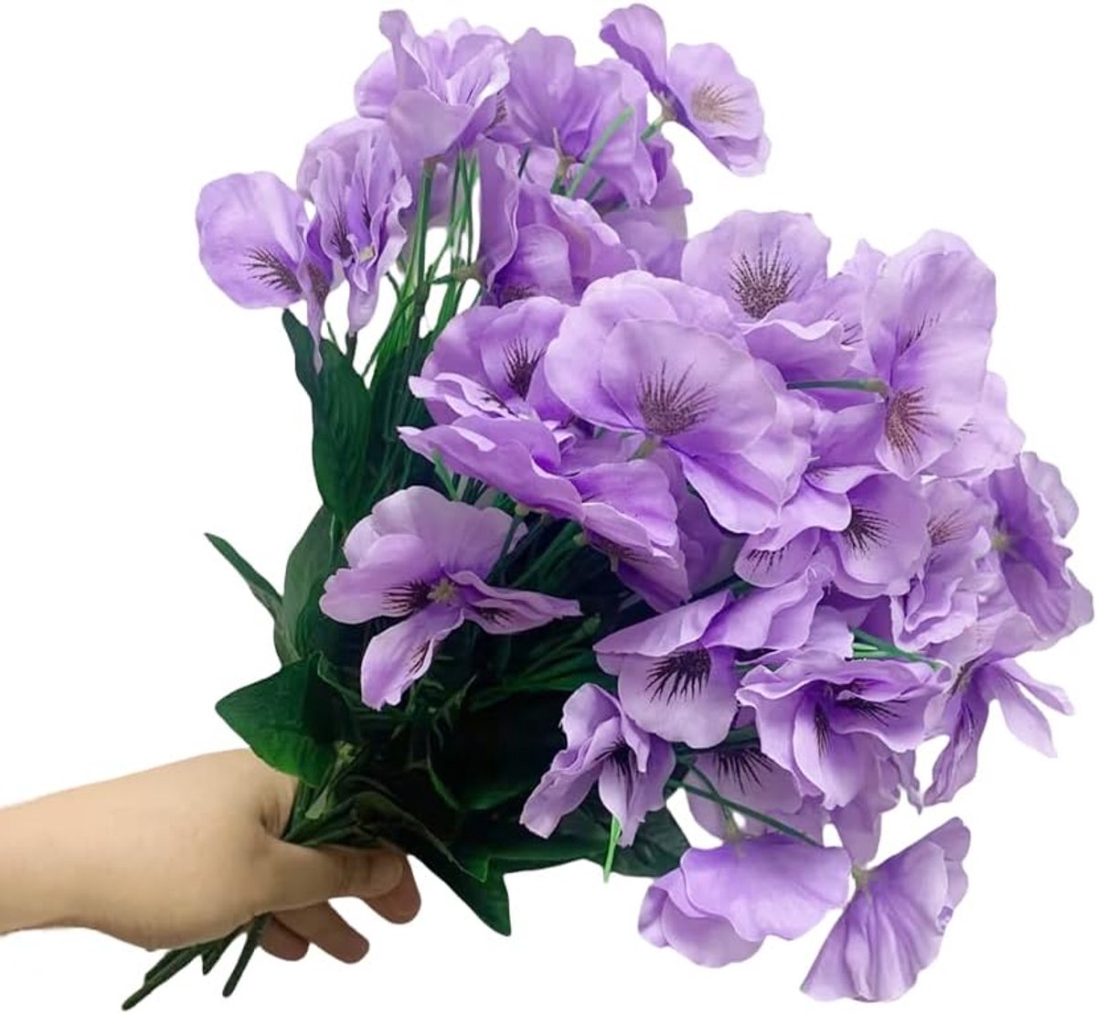 6 bundels kunstzijde bloemen 33,7 cm faux viooltje bloemen UV-bestendige plastic planten voor thuis bruiloft tuin veranda tafel centerpieces indoor outdoor decor, paars
