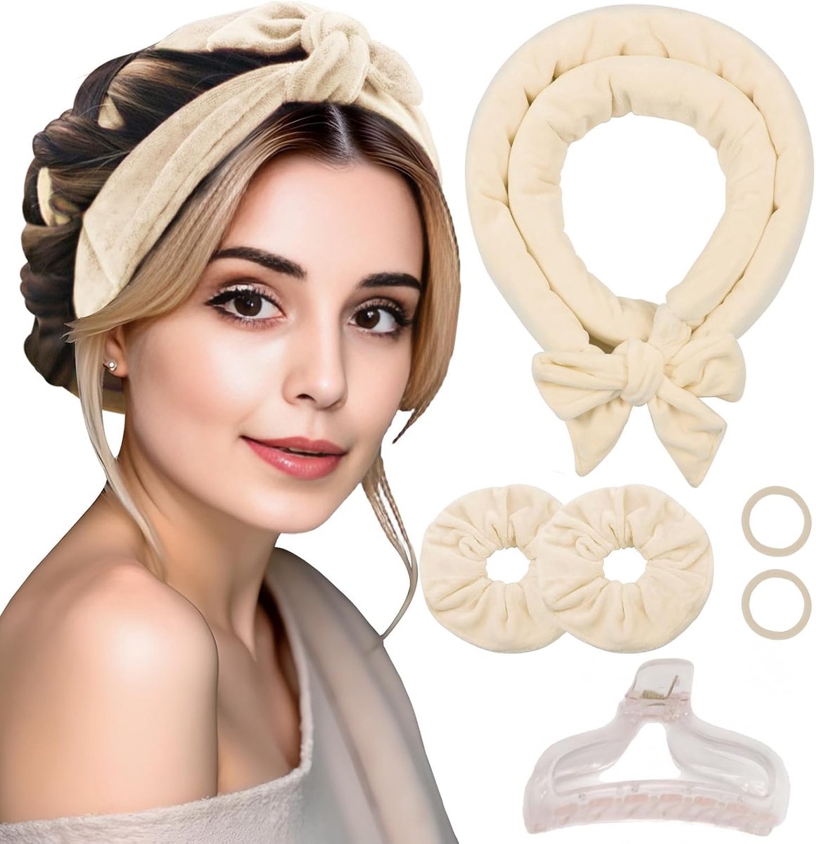 Hair Curler, krultang zonder hitte, zachte krulspelden voor de nacht, inclusief 1 anti-civolo-clip, overnacht blowout krullen zonder hitte, krullen zonder hitte, voor alle haartypes B