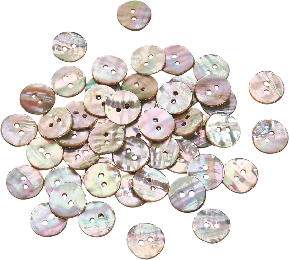 50 stuks 15 mm natuurlijke schelp knoppen, 2-gaats naaien ronde knop, hars bevestigingsmiddelen voor stoffen jassen pakken jas blazers jeans rokken naaien ambachtelijke maken