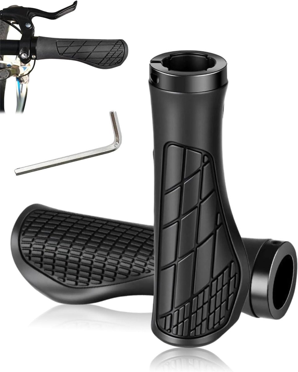 Handgrepen met 2 uittrekbare aluminium eindstukken, fietshandgreep, mountainbike, antislip fietshandgrepen voor mountainbike/bergafdaling/opvouwbaar/stadsfiets