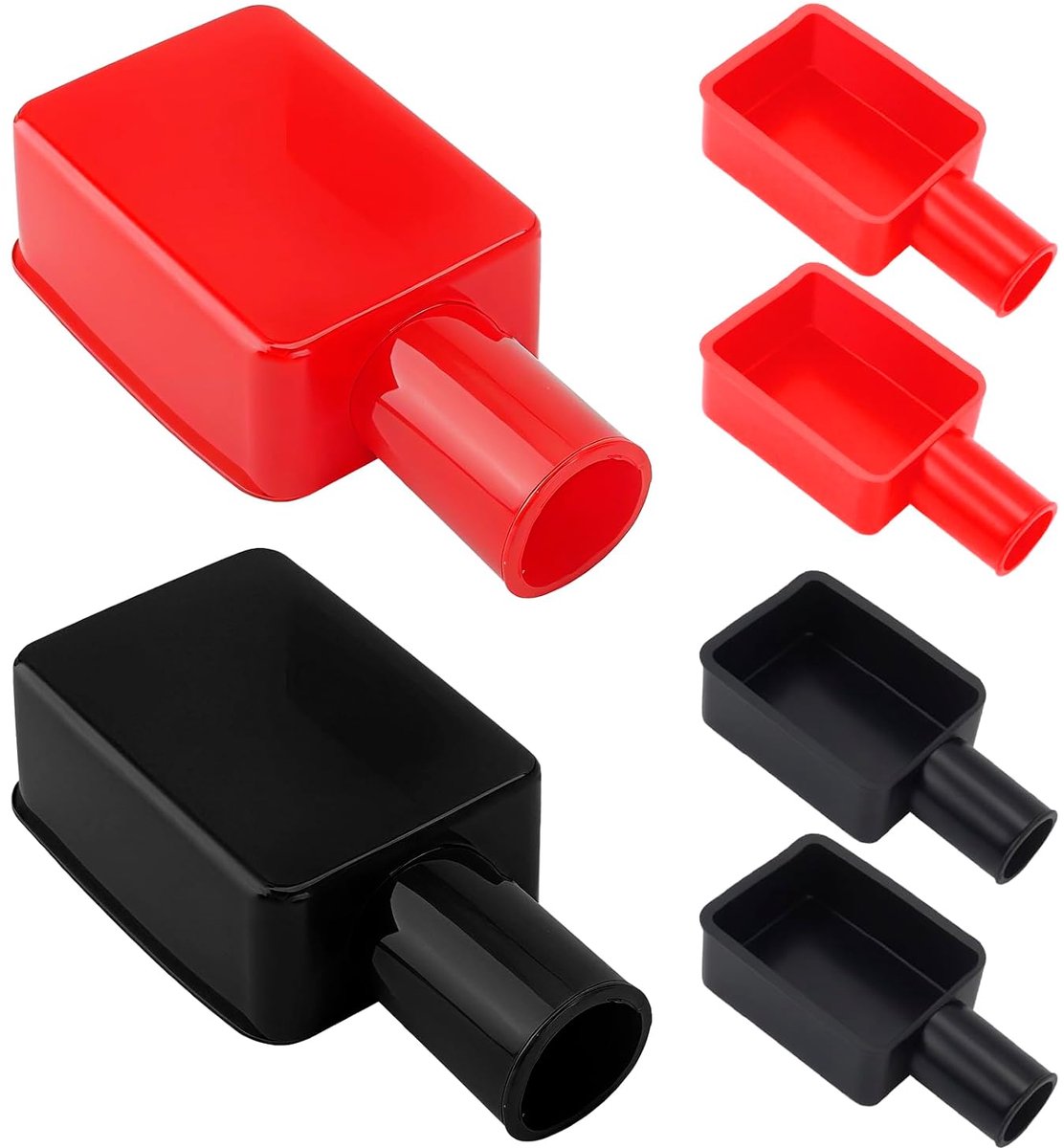 6 x batterijpoolafdekking, rood zwart isolerende batterijklemafdekking