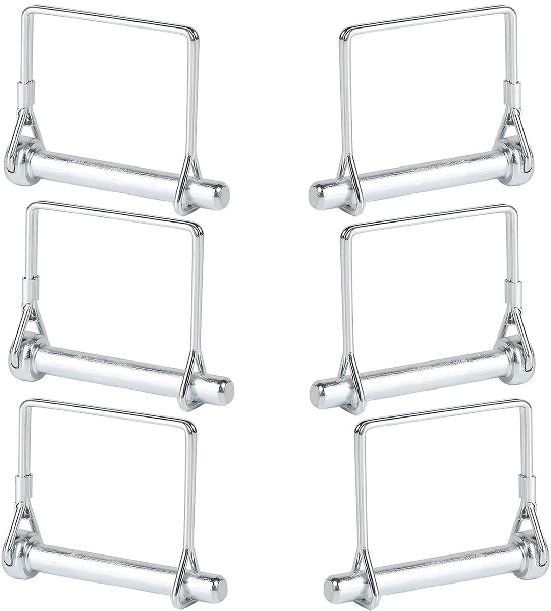 Veiligheidspen 6 stuks, 6x 65 MM koppelingspen, vierkant rechthoeksplint, veiligheidsbout, buisklemveiligheidspen met vergrendeling, voor boerderij-aanhangwagen, boerderij, tuin
