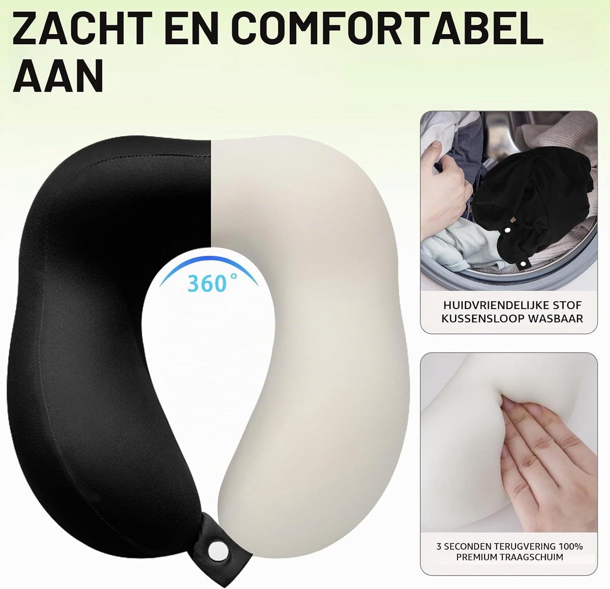 Reiskussen, traagschuim, lichtgewicht en snel verpakt, nekkussen voor vliegtuig, auto, nekkussen voor reizen, kamperen, kantoor en thuis, met opbergdoos