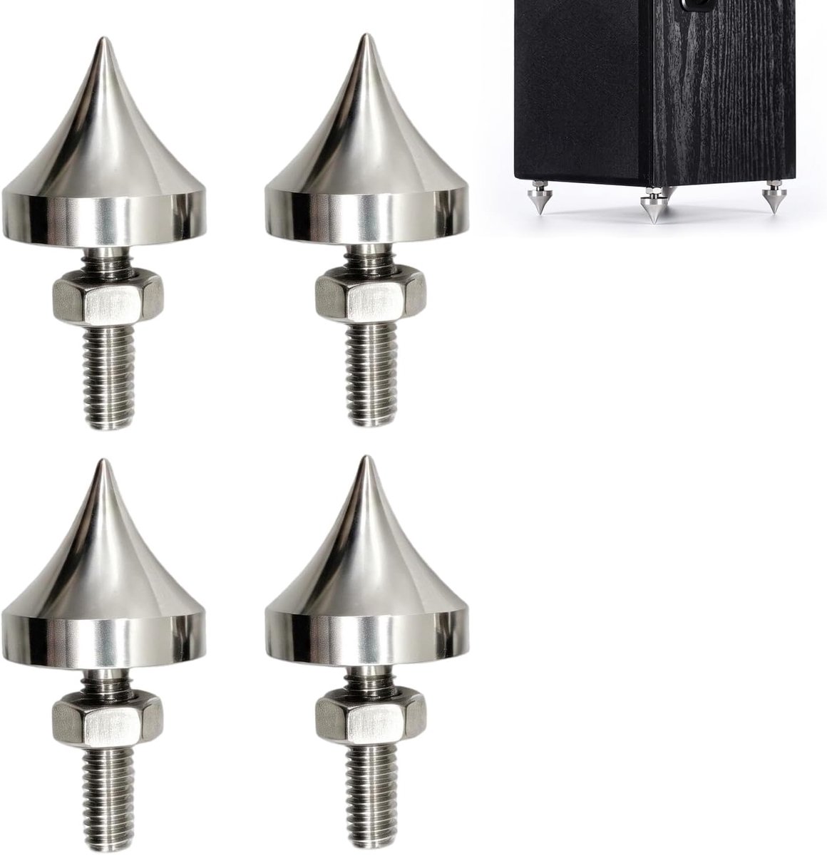 Spikes M6/M8/M10/M12 roestvrij staal hifi schokdemper isolatie pucks luidspreker resonantie voeten spikes voor versterker CD DVD speler (M6)