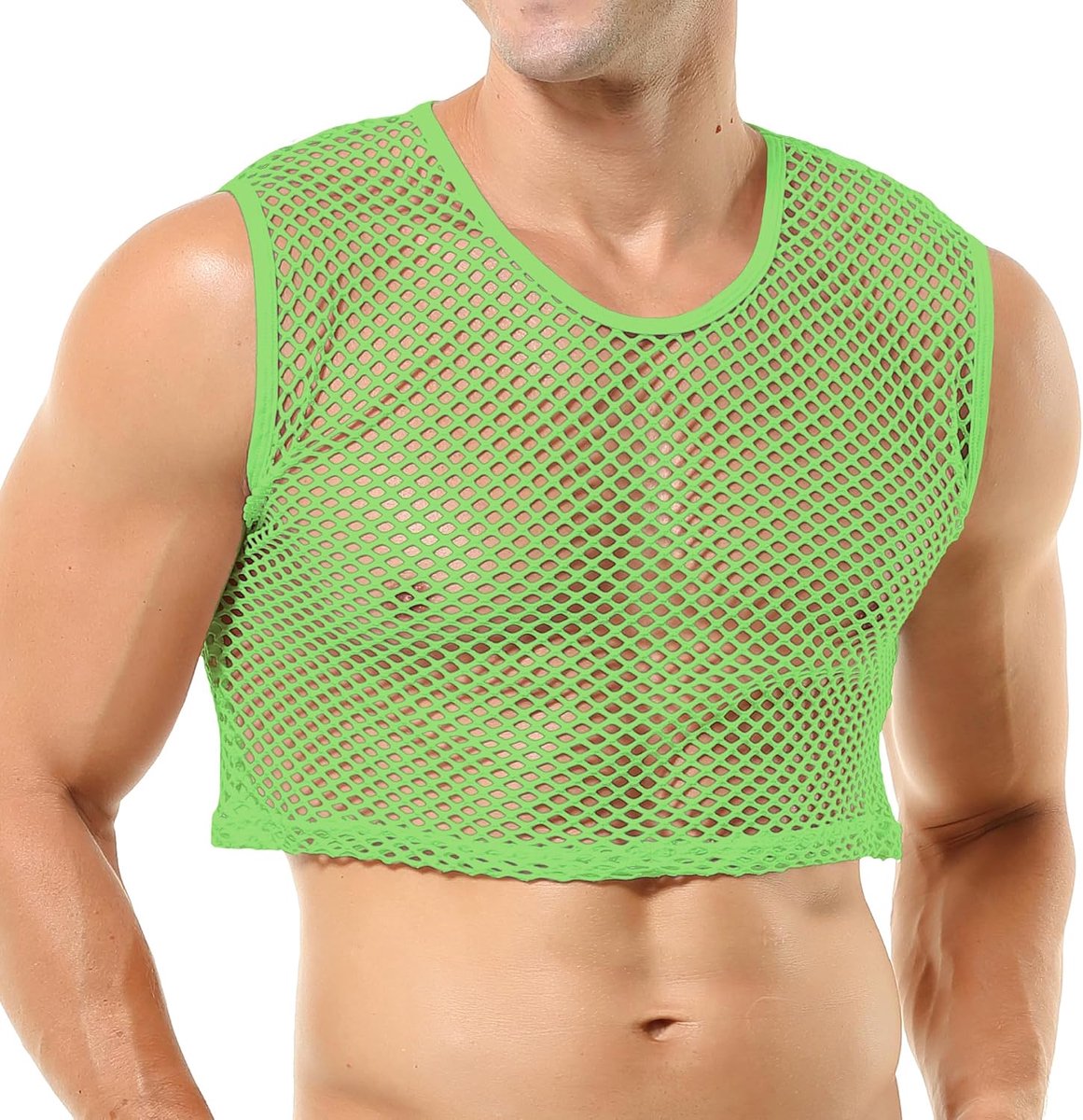 Heren mesh overhemd spier transparant korte mouwen shirts netshirt nethemd sexy ondergoed