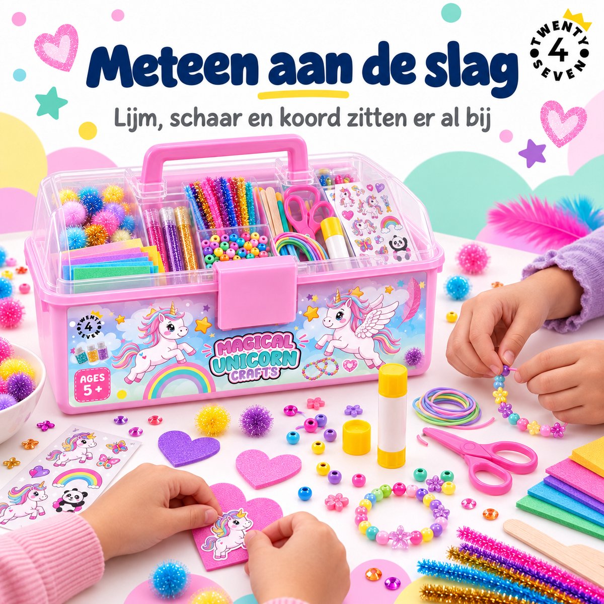 Twenty4seven® Knutselkoffer 1500+ Delig - Knutselspullen met Unicorn en Kralen - Knutselen Speelgoed Meisjes en Jongens vanaf 5 Jaar - Sinterklaas Cadeau en Kerstcadeau — cadeau in Hobby - foto 4