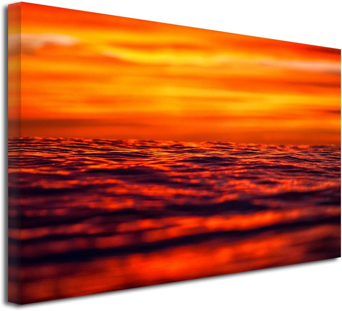 Wandafbeelding, wanddecoratie, woonkamer, bedrukt, canvas, deco, foto, skyline, rood, 100 x 60 cm