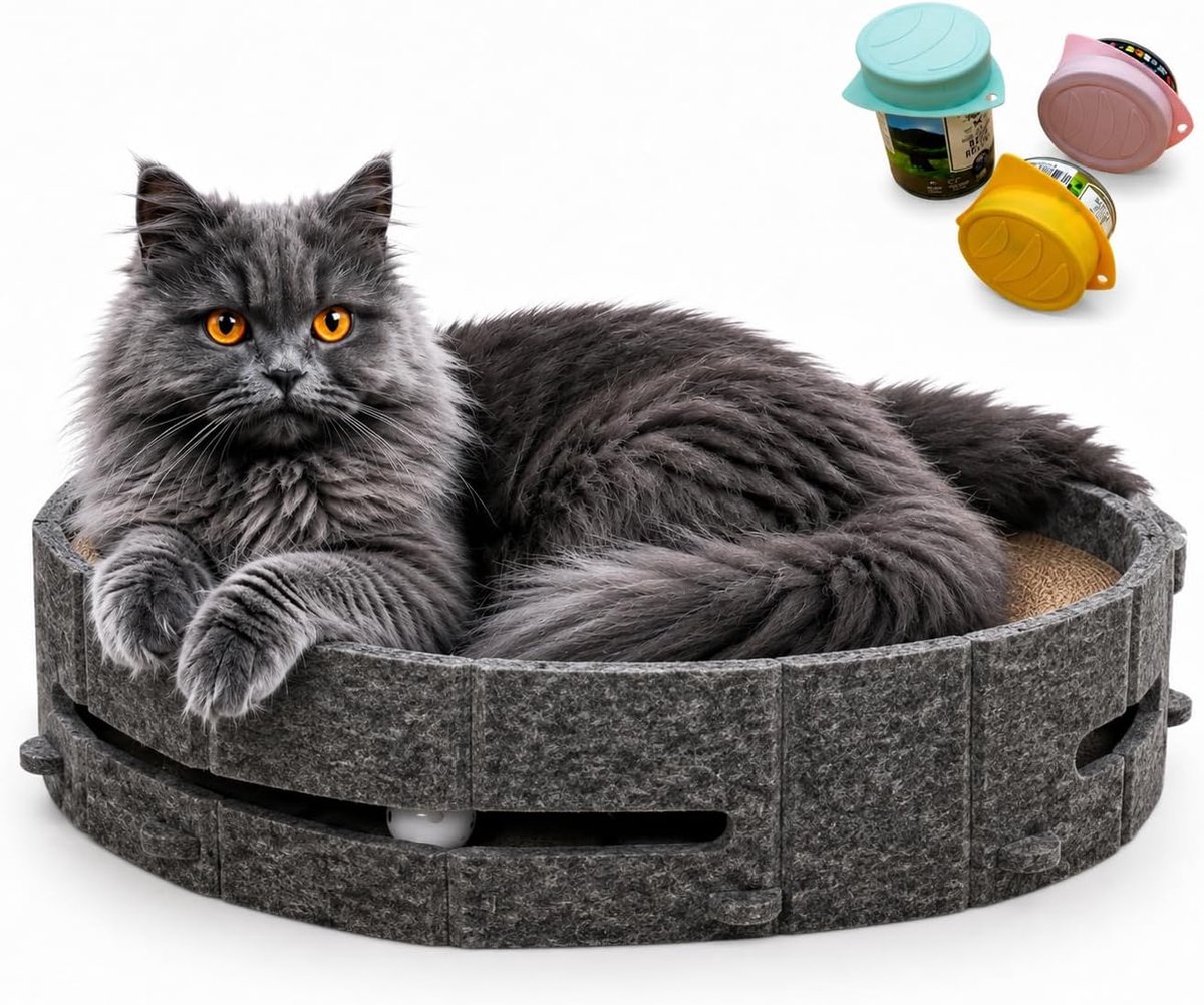 Krabbed voor katten, 44 x 34 x 10 cm, krabmat van karton, duurzaam materiaal, robuust, biedt comfort en plezier voor je kat (grijs)