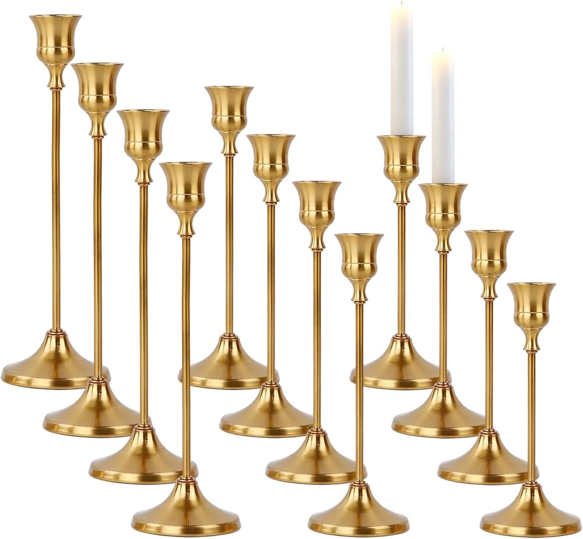12 stuks staafkaarsenhouders antiek goud rconische kandelaar