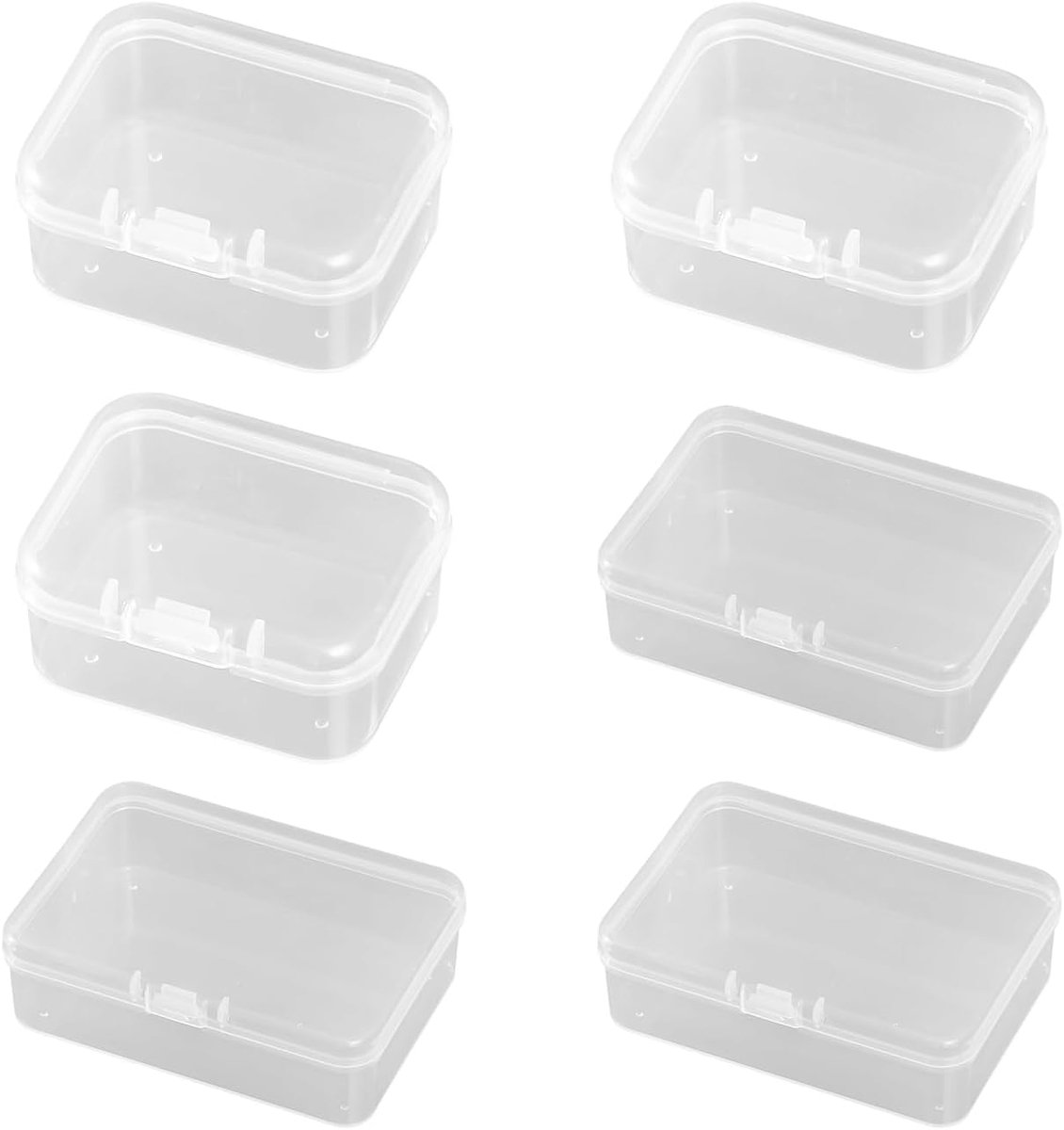 6-delige rechthoekige opbergdoos, mini-doorzichtige doos van kunststof, kleine opbergdoos met deksel, geschikt voor het opbergen van haartouwen, sieraden en knutselonderdelen