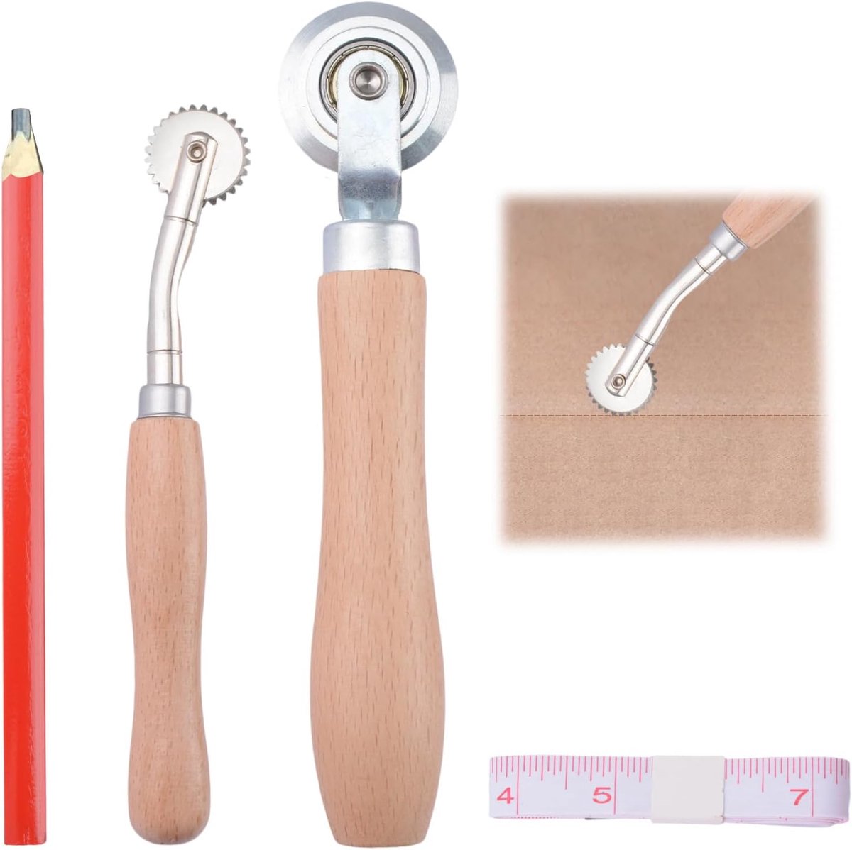 Resizer Tool Kit, 2 stks Solid & Dashed Dunne Kartonnen Scoring Tool met Houten Handvat voor Kaarten Maken Papier Metalen Vellen Lederen Craft