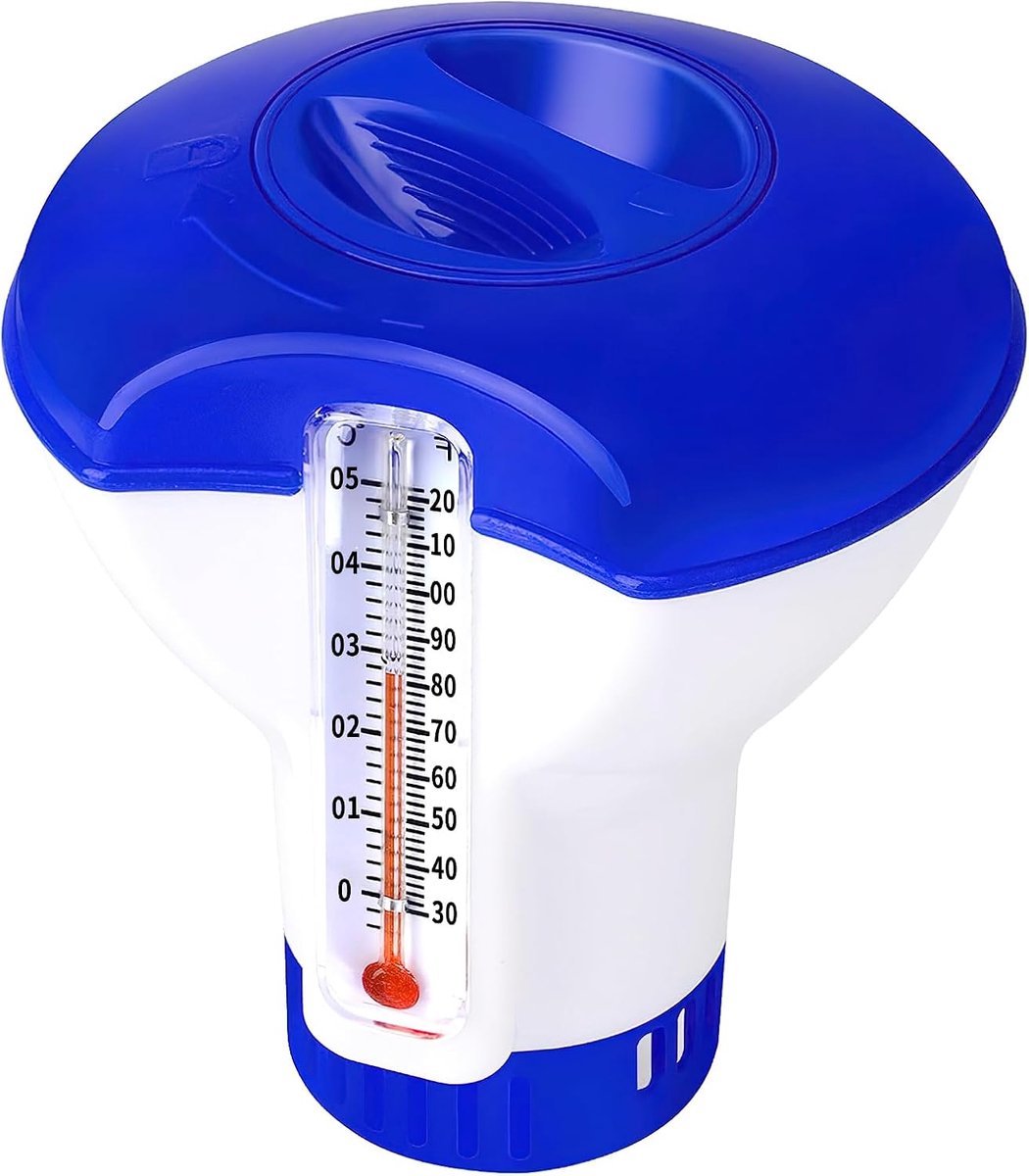 instelbare chloorvlotter met thermometer, voor automatische chloor en bromeren van zwembaden (12,7 cm)