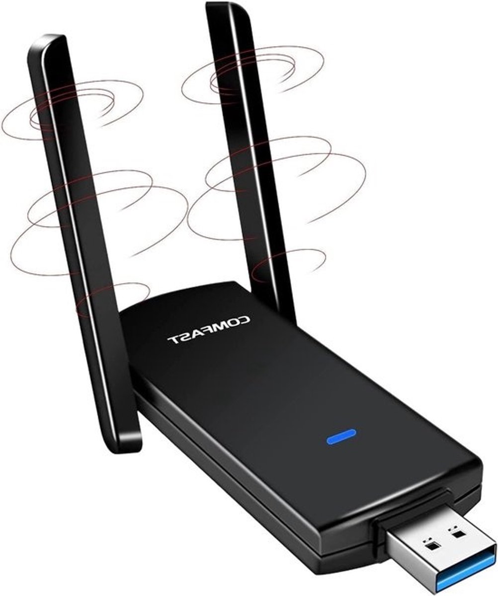 Draadloze WiFi Adapter - Netwerkkaart USB - Snelle Internetverbinding - Dual Band AC1300 - USB 3.0 - Zwart