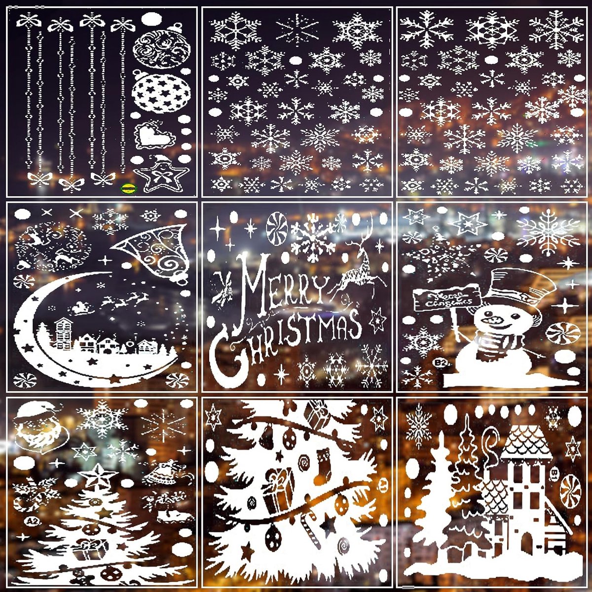 Raamstickers, kerstraamstickers, raamdecoratie, kerststickers, kerststickers, herbruikbaar, elektrostatisch, ter decoratie (B)